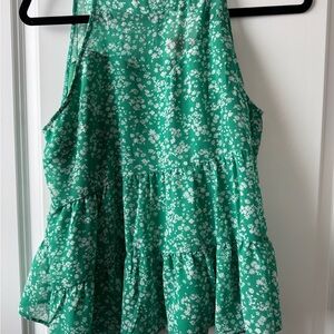 Green Floral Sleeveless Top